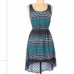 Mimi Chica Hi-Low Blue Geometric Pattern Dress